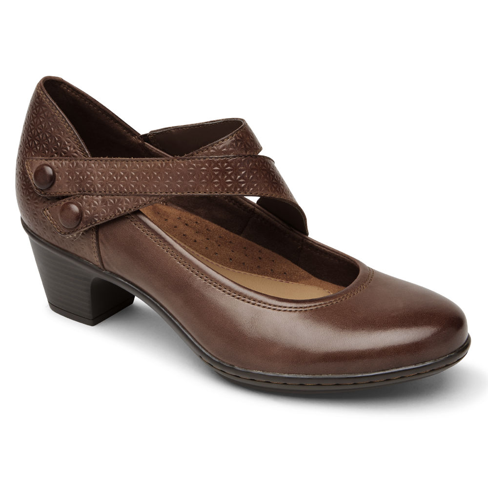 Rockport Wedges For Womens Brown - Cobb Hill Kailyn Asymmetrical Mary Jane - AV0614327